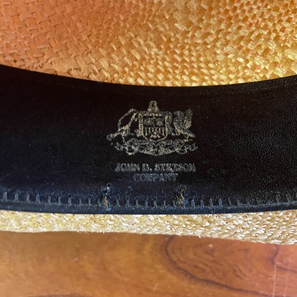 STETSON Size 7 1/4 Palm Straw Tan Orange Western Cowboy Hat - Picture 11 of 11